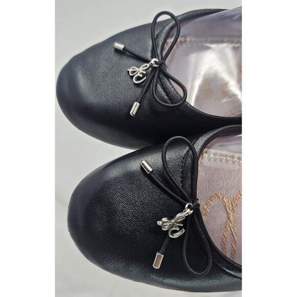 Sam Edelman Felicia Black Leather Ballet Flat Women's Size 7.5M Round Toe Bow - Picture 2 of 12